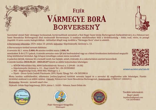 Fejér Vármegye Bora — Borverseny 2024.
